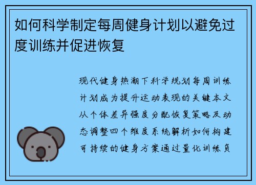 如何科学制定每周健身计划以避免过度训练并促进恢复